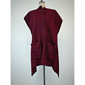 Giselle Shepatin Maroon Fleece ART To WEAR Vest Womens MEDIUM #5-0155